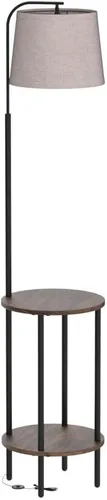 Miniatura 4 de DEWENWILS Lámpara de pie con mesa adjunta, mesita de noche estrecha de estilo granja, mesa auxiliar lateral de madera, lámpara de lectura ajustable