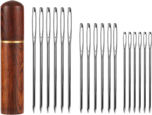 Miniatura 8 de Kit de 17 agujas de coser de ojo grande, agujas romas de acero inoxidable y agujas de tapiz dobladas, agujas de tapiz afiladas, agujas de tejer a