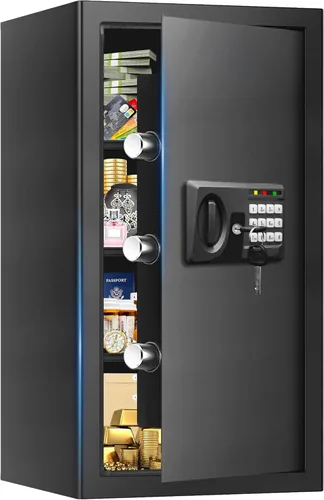 Miniatura 12 de 1.6 pies cúbicos Cajas de seguridad a prueba de fuego para USO DOMÉSTICO, Caja de Seguridad Digital Antirrobo con Teclado Programable y Llaves