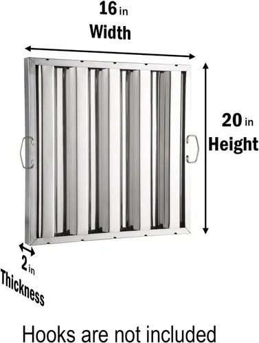 Miniatura 2 de 20 pulgadas de altura Filtro de campana de acero inoxidable de 16 pulgadas de ancho Juego de 2 Filtro deflector de campana de cocina comercial