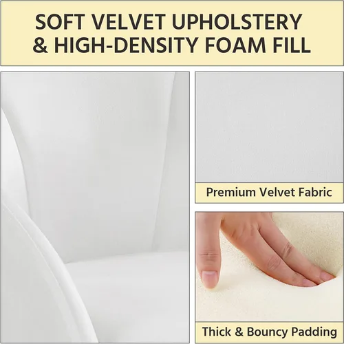 Miniatura 7 de Yaheetech Sillón moderno de terciopelo para tocador, silla de maquillaje en forma de flor con patas de metal dorado para sala de estar, sala