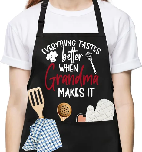 Miniatura 23 de Divertido delantal de cocina para mujeres y hombres, delantal de cocina para hornear con 2 bolsillos, lindo regalo de cumpleaños, Navidad, día