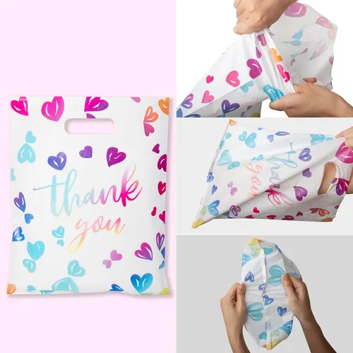 Miniatura 4 de WAKAKO 100 bolsas de agradecimiento pequeñas para negocios, 2.36 mil, mercancía, compras, venta al por menor, para fiesta, ropa, regalo