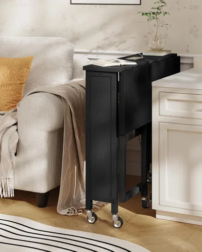 Miniatura 6 de CHOEZON Escritorio plegable moderno para computadora de 31.5 pulgadas con tomas de corriente, ruedas, almacenamiento, perfecto para espacios Negro