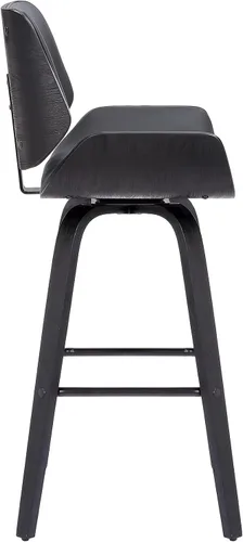 Miniatura 5 de Armen Living Tyler - Taburete giratorio de piel sintética gris y madera negra de 26 pulgadas de altura de mostrador Gris / Negro