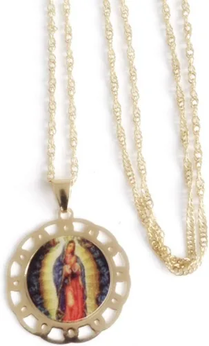 Miniatura 2 de SIFRIMANIA Cadena de medalla religiosa católica chapada en oro para niños y mujeres