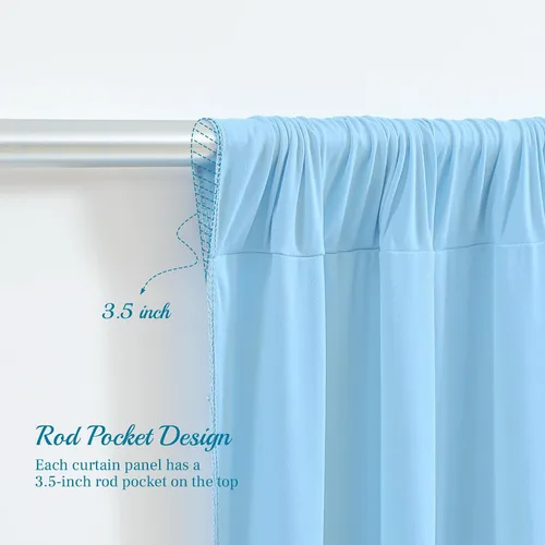 Miniatura 5 de Cortinas de fondo azul bebé de 8 x 10 pies para bodas, cortinas de fondo de poliéster sin arrugas, para baby shower, fiestas de cumpleaños