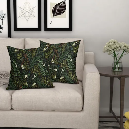 Miniatura 6 de Juego de 2 fundas de almohada de plantas verdes de 18 x 18 pulgadas, diseño de hojas de helecho botánico verde salvia, primavera, verano, vintage