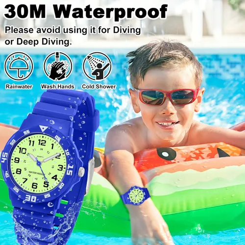 Miniatura 3 de Reloj analógico para niños, resistente al agua, para enseñar el tiempo, para niños y niñas, correa suave para aprender