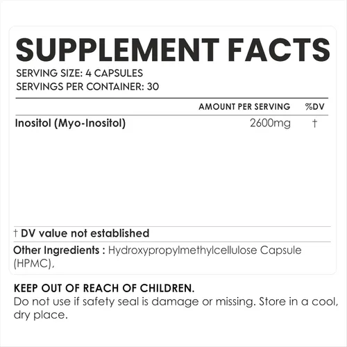 Miniatura 2 de AMALTH Cápsulas de inositol de 2600 mg Cápsulas de suplemento de inositol Myo Fórmula de polvo de vitamina B8 Equilibrio hormonal y apoyo