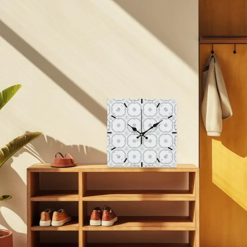 Miniatura 7 de White Floral Flower Green Star Wall Clock Decorative Wall Clocks Decorative Plug in Clock Battery Operated Clocks Garage for Kitchen Bathroom