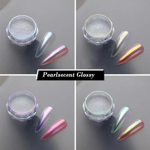 Miniatura 2 de Pretty Diva 8 colores iridiscente perla cromo polvo de uñas, Aurora Pearl Nails Chrome White Pearl Chrome Powder para uñas pigmento metálico manicura