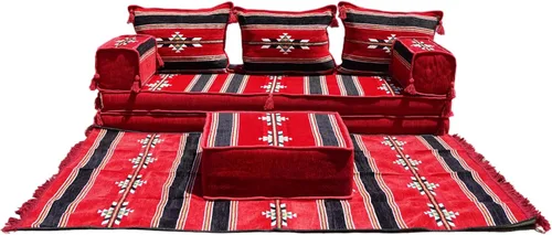 Miniatura 34 de Sofá de piso modular hecho a mano arabicsofa – Asiento oriental Majlis con cojines de respaldo