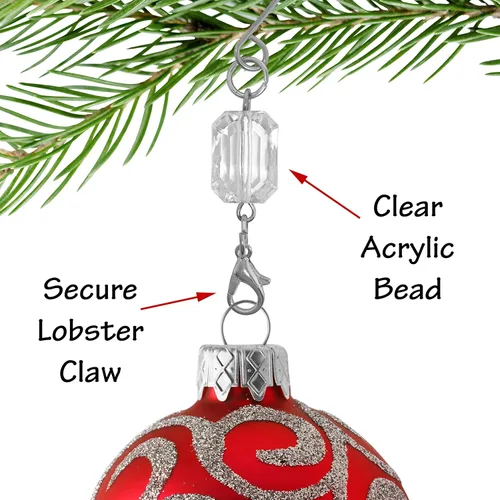 Miniatura 3 de BANBERRY DESIGNS Ganchos para adornos de Navidad, ganchos de alambre plateado acrílico transparente, paquete de 600, cada colgador mide 3 pulgadas.
