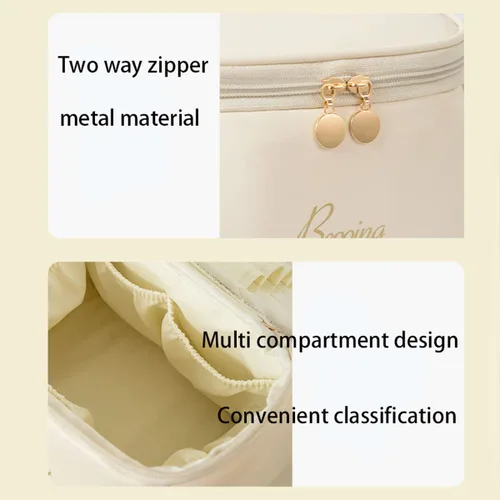 Miniatura 6 de Bolso cosmético moderno de la PU del estilo del cubo de la capacidad simple y grande para el transporte fácil del bolso del maquillaje
