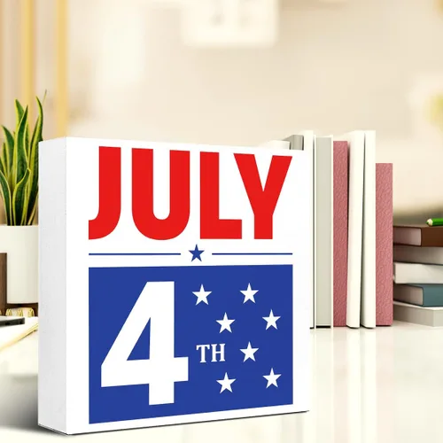 Miniatura 6 de LVQHI Decoración de madera del 4 de julio, Día de la Independencia, decoración de madera patriótica de granja para el hogar, dormitorio, oficina