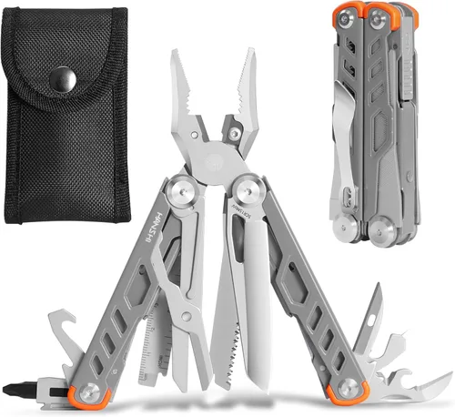 Miniatura 10 de HANSHI Llave Inglesa Ajustable Multiherramienta Martillo para Supervivencia, 16 en 1 Alicates Multiherramientas con Funda de Nylon, Navaja