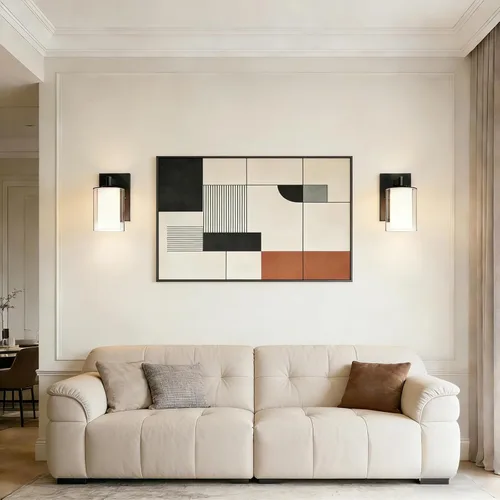 Miniatura 5 de Kalium Juego de apliques de pared de dos piezas, luces de tocador modernas con pantalla de vidrio transparente doble en negro mate para interiores