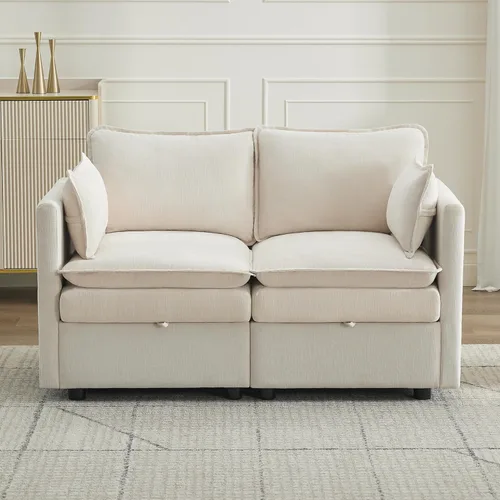 Miniatura 48 de Otomana cuadrada grande de 27 pulgadas con almacenamiento, reposapiés tapizado moderno con patas antideslizantes para sofá, mesa de café, sala