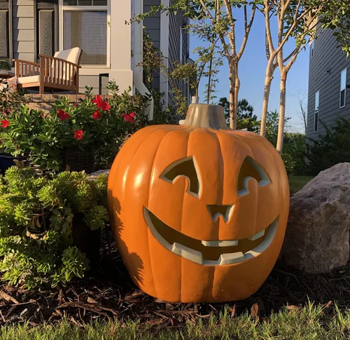 Farol de Halloween, calabaza iluminada con foco LED que funciona con pilas, decoración de calabaza para interiores y exteriores, 20 pulgadas