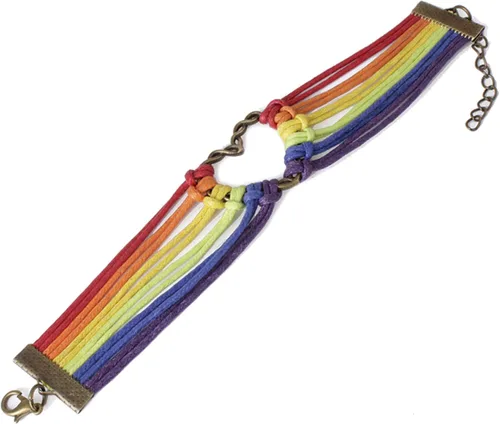 Miniatura 3 de Pulsera para mujer diseño de corazón de Orgullo Gay multicapa arco iris pulsera de cuerda para lesbianas