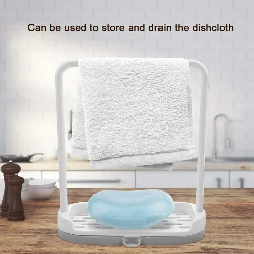 Miniatura 4 de Toallero de cocina para encimera de cocina, soporte para trapo, soporte para trapo, barra desmontable de cocina, toallero, organizador de Gris