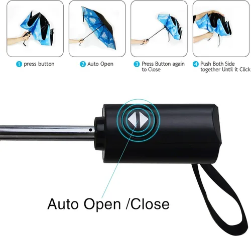 Miniatura 5 de Paraguas a prueba de viento sombrilla de viaje Siepasa paraguas reversible plegable compacto un botón para abrir y cerrar automáticamente
