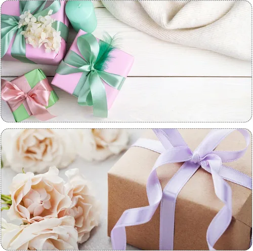 Miniatura 7 de MECCANIXITY Cinta de satén de 3/8 pulgadas de 50 yardas, de grogrén, de seda sólida, fina para ramo de boda, para regalo del día de San Valentín