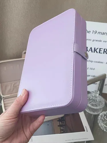 Miniatura 2 de Joyero organizador para viajes, joyería de piel sintética para niñas, organizador de joyas para aretes, collares, anillos, relojes, bodas