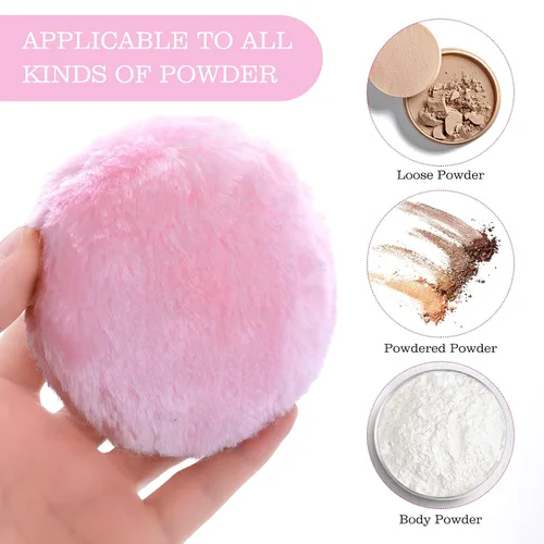 Miniatura 4 de Sibba Puff grande y esponjoso, 4 pulgadas, ultra suave, lavable, reutilizable, de terciopelo para cara, cuerpo, herramienta de maquillaje húmedo