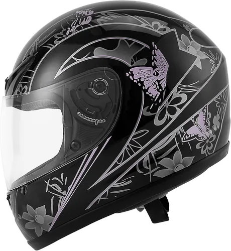 Miniatura 7 de TCT-MOTORPARTS - Casco de motocicleta para adultos, aprobado por DOT, color negro, visera de espejo de cara completa, casco de calle Negro