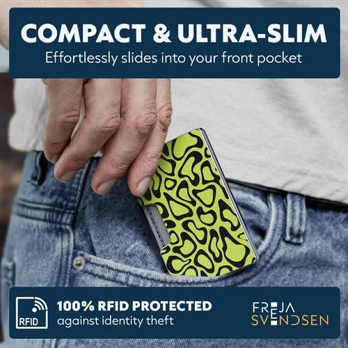 Miniatura 31 de Cartera de aluminio impresa 2.5D para hombres: clip delgado para dinero y tarjetero con barniz selectivo táctil. Bloqueo RFID mejorado, compacto