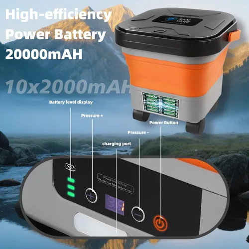 Miniatura 2 de Lavadora a presión inalámbrica con tanque de 3.5 galones con rueda universal, boquilla 6 en 1, máximo 620 PSI, manguera de 16.4 pies, batería