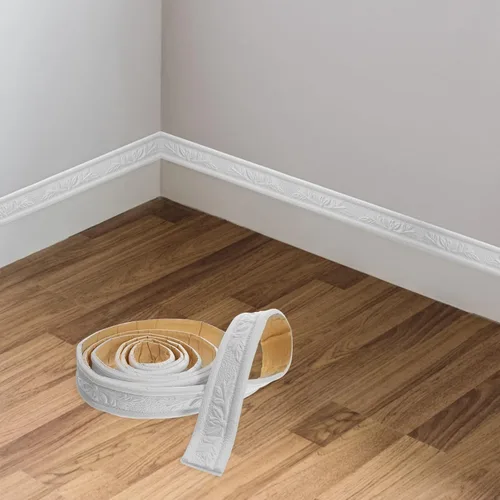 Miniatura 3 de 2 rollos de papel tapiz autoadhesivo con borde autoadhesivo de espuma blanca, líneas de pared decorativas adhesivas, borde de molduras para zócalos