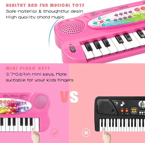 Miniatura 2 de Raimy Mini Teclado Piano para Niños, 32 Teclas Piano Portátil Aprendizaje Temprano Educativo Teclado de Música Electrónico Instrumento Juguetes