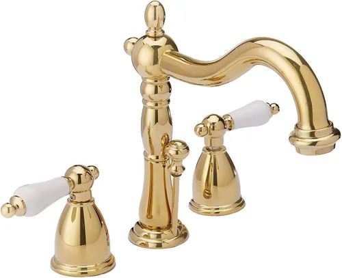 Miniatura 13 de Kingston Brass KB1978PL Heritage - Grifo de lavabo generalizado con mango de palanca de porcelana, níquel cepillado cepillado níquel