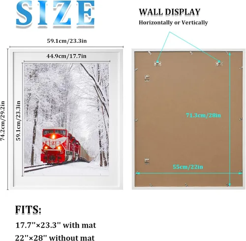 Miniatura 7 de Egofine Marco de fotos de madera maciza de 22 x 28 pulgadas cubierto por plexiglás mate para 18 x 24 pulgadas, color negro para montaje en pared