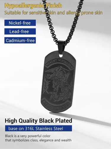 Miniatura 5 de Prosteel. - Collar con dije y cadena de San Miguel Arcángel, joyería religiosa católica.