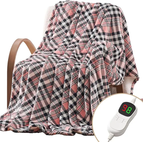 Miniatura 17 de Homemate - Manta eléctrica térmica de 50 x 60 pulgadas ultrasuave de franela, manta calefactora con 10 niveles de calor rápido, 8 horas de apagado