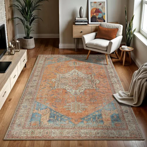 Miniatura 38 de GLN Rugs Traditional Collection - Alfombra de felpilla lavable a máquina, tradicional, antideslizante, alfombra de felpilla de pelo bajo, para sala