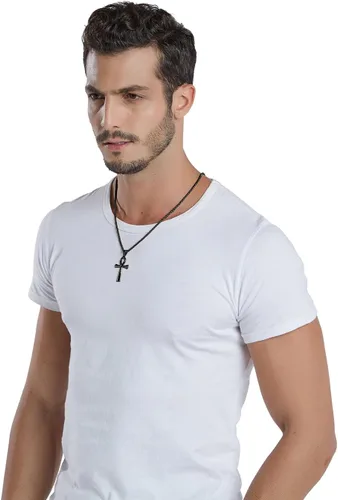 Miniatura 5 de Reve Collar con colgante religioso de cruz de Ankh copta de acero inoxidable para hombres y mujeres, cadena de 20 a 24 pulgadas