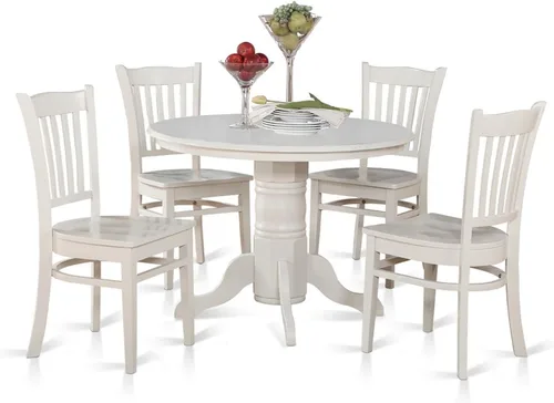 Miniatura 10 de East West Furniture SHGR5-BLK-W - Juego de comedor de 5 piezas para 4 personas, incluye una mesa de cocina redonda con pedestal y 4 sillas