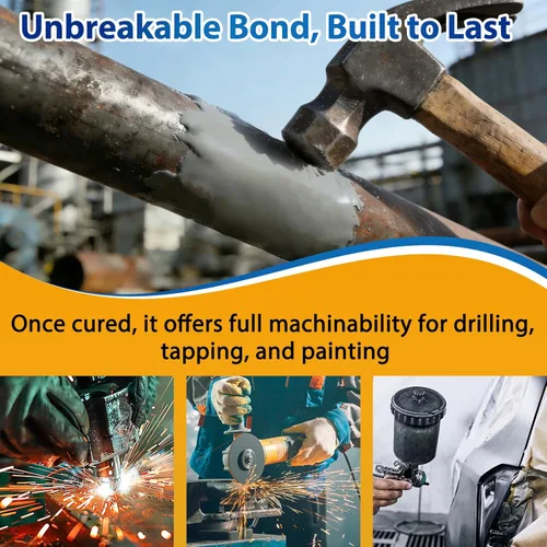 Miniatura 2 de Kit de epoxi para soldadura en frío, resistencia industrial, adhesivo de fundición resistente y masilla de reparación de metales, súper rápido