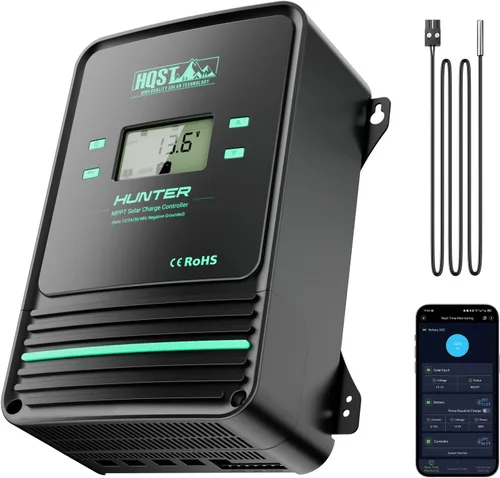 Miniatura 10 de HQST Controlador de carga solar MPPT de 60 A, auto de 12 V/24 V/36 V/48 V, entrada fotovoltaica máxima de 150 V, aplicación Bluetooth inteligente