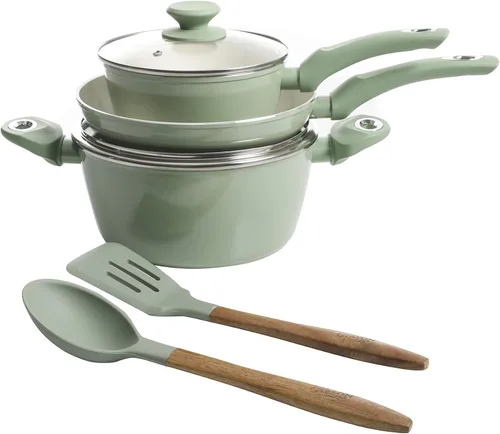 Miniatura 2 de Gibson Home Plaze Café' - Utensilios de cocina de cerámica antiadherente de aluminio forjado aluminio con base de inducción y mango de baquelita