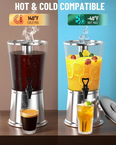 Miniatura 8 de WantJoin - Dispensador de bebidas con soporte, dispensador de bebidas para fiestas, dispensador de agua de acero inoxidable con núcleo de hielo