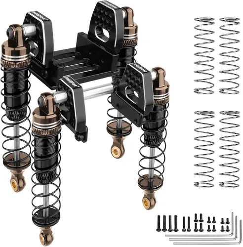 Miniatura 7 de HobbyPark Amortiguadores de aluminio de 2.323 in para TRX4M 1/18 Crawler Amortiguador Actualización con soportes de choque ajustables Torres de Negro
