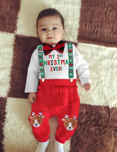 Miniatura 2 de KANGKANG My First Christmas Baby Boy - Conjunto de 2 piezas para bebé de Navidad pantalones de reno