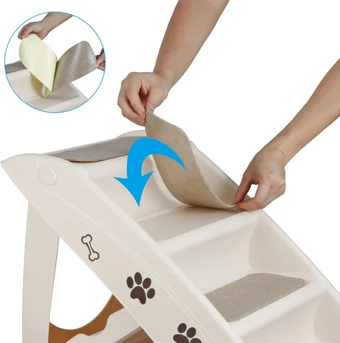 Miniatura 6 de Escaleras para perros y escalones para camas altas, escalera plegable para mascotas para perros pequeños, rampa de plástico antideslizante segura