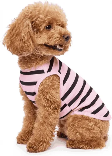 Miniatura 5 de Ropa para Bulldog Francés Camiseta para Perros Pequeños Camiseta de Verano a Rayas para Cachorros, XS, Azul
